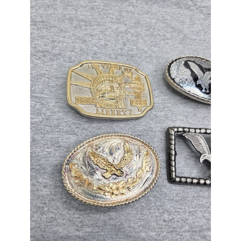 Lot of 4 American Eagle Liberty Alpaca Mexico Sturdy Belt Buckles - Picture 3 of 12